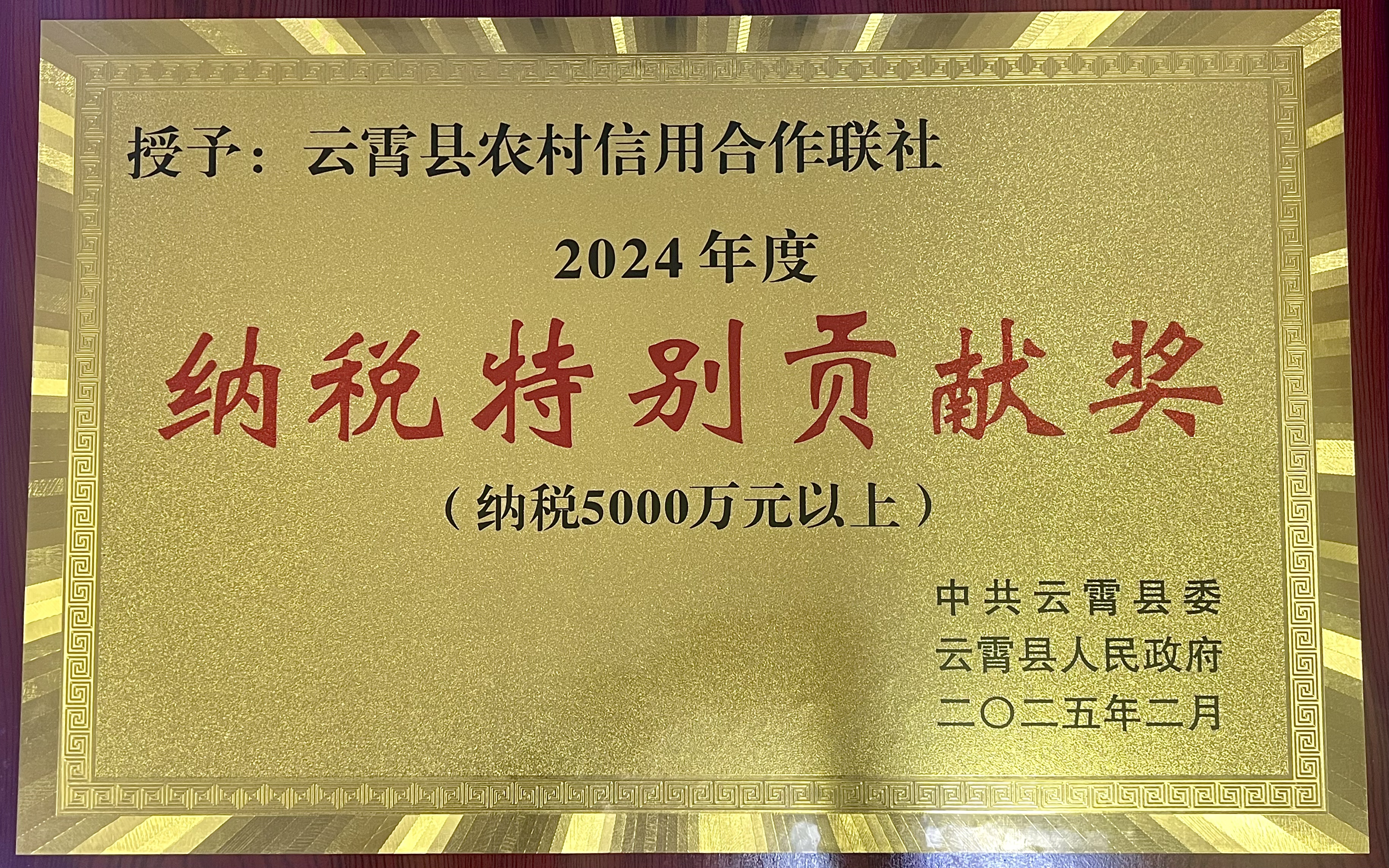 喜報|云霄農(nóng)信聯(lián)社榮獲“2024年度突出經(jīng)濟(jì)貢獻(xiàn)企業(yè)”稱號、“2024年度納稅特別貢獻(xiàn)獎”